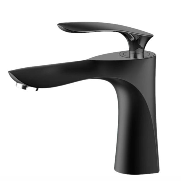Matte Black & Gold Tall Vessel Basin Mixer Faucet