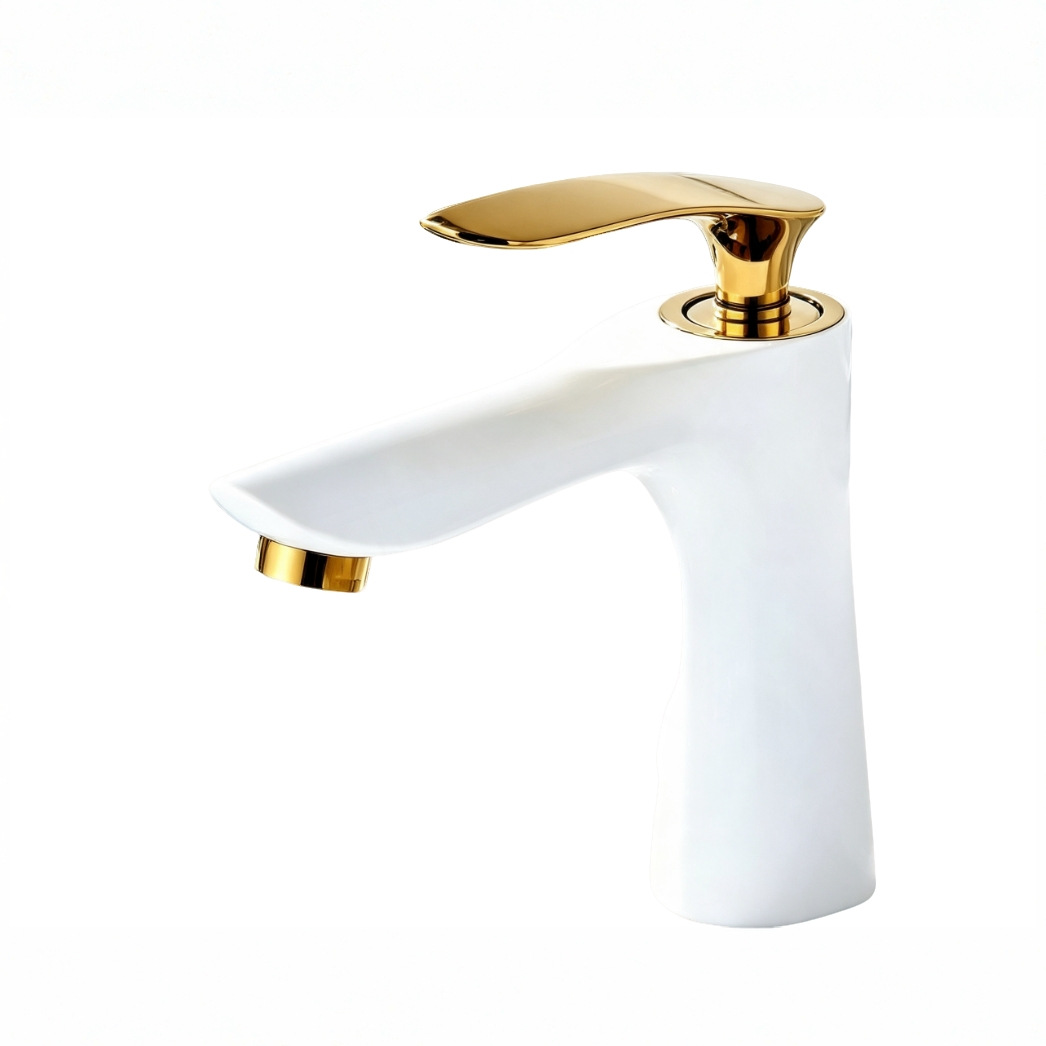 Matte Black & Gold Tall Vessel Basin Mixer Faucet