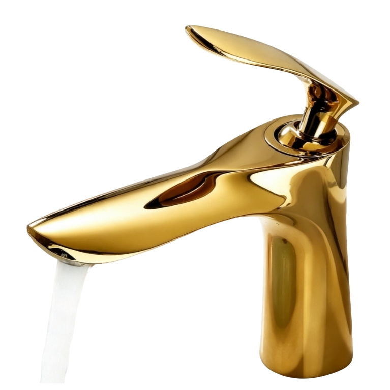 Matte Black & Gold Tall Vessel Basin Mixer Faucet