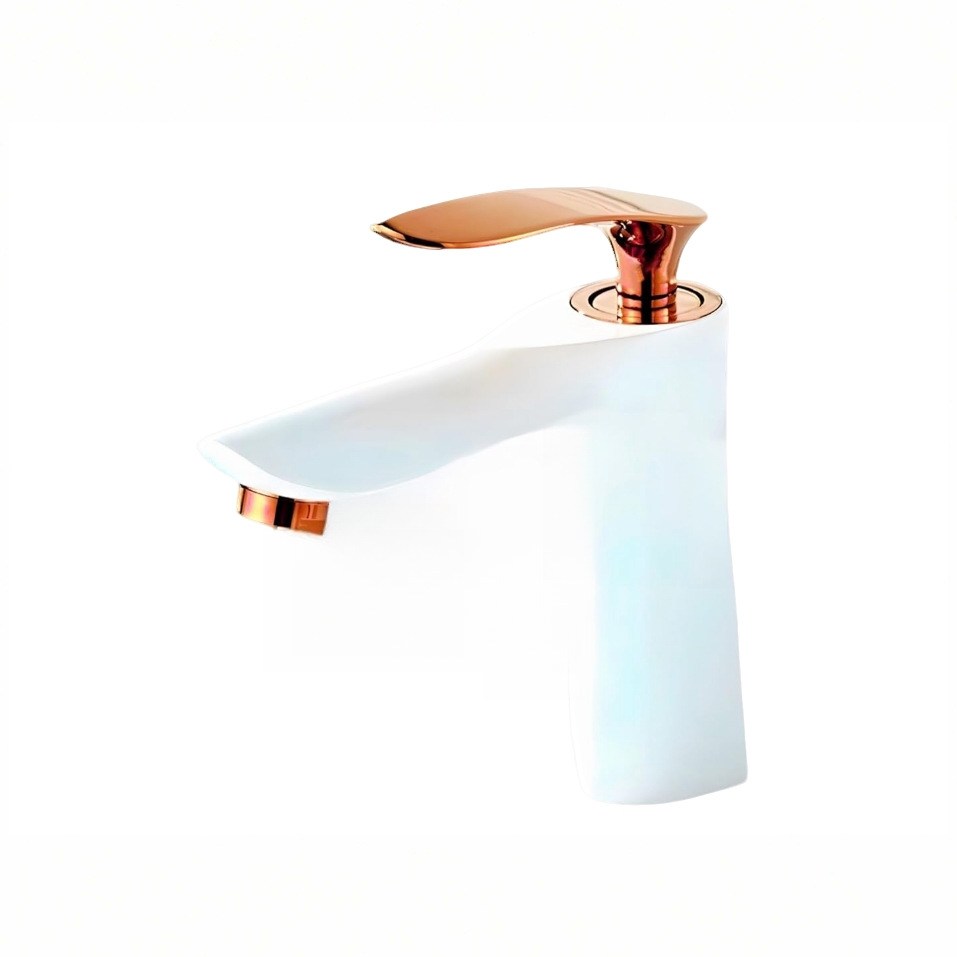 Matte Black & Gold Tall Vessel Basin Mixer Faucet