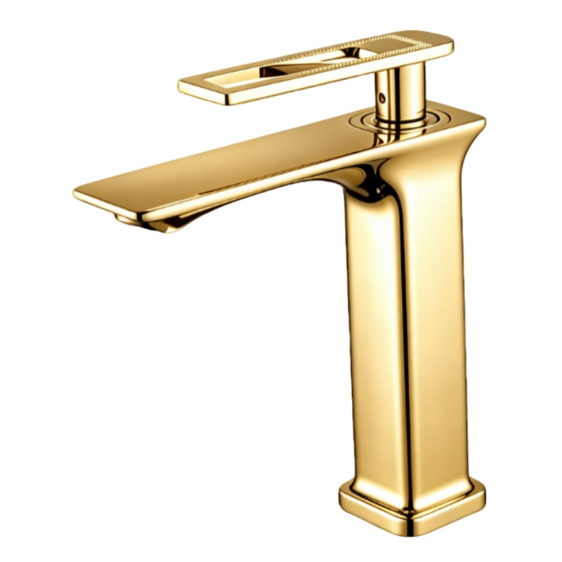 Polished Rose Gold Single Lever Bathroom Basin Mixer Faucet