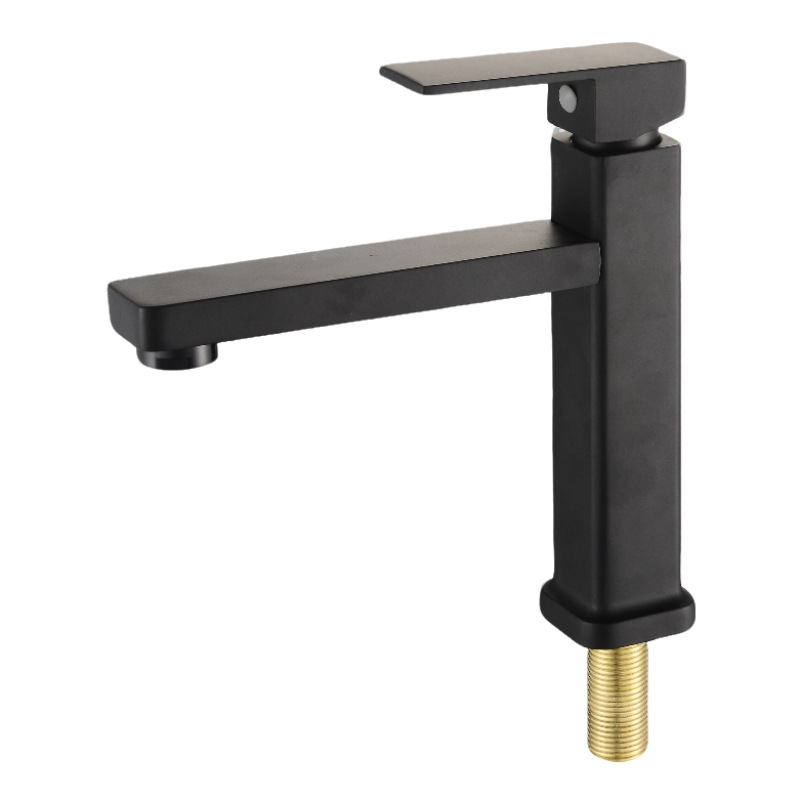 Gunmetal Grey Square Tall Vessel Basin Mixer Faucet