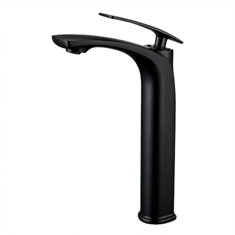 Polished Gold Curved Tall Vessel Basin Mixer Faucet