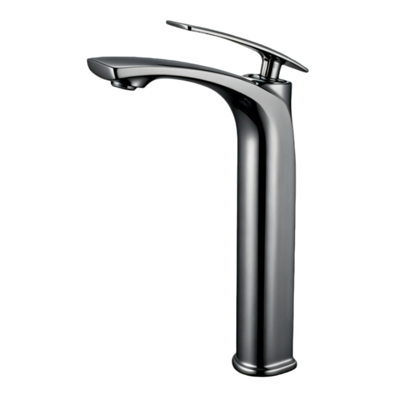 Polished Gold Curved Tall Vessel Basin Mixer Faucet