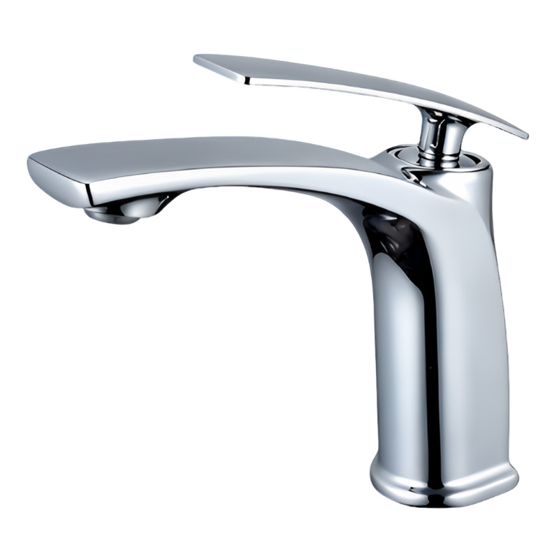 Polished Gold Curved Tall Vessel Basin Mixer Faucet
