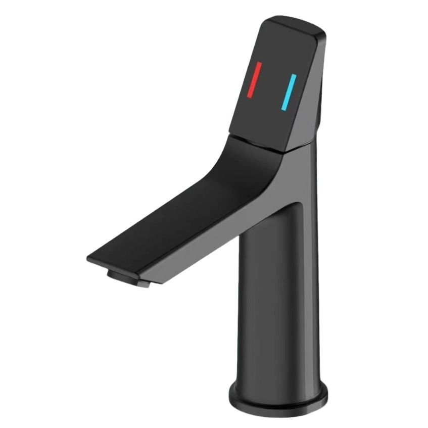 Matte Black Square Spout Single Lever Tall Basin Mixer Faucet