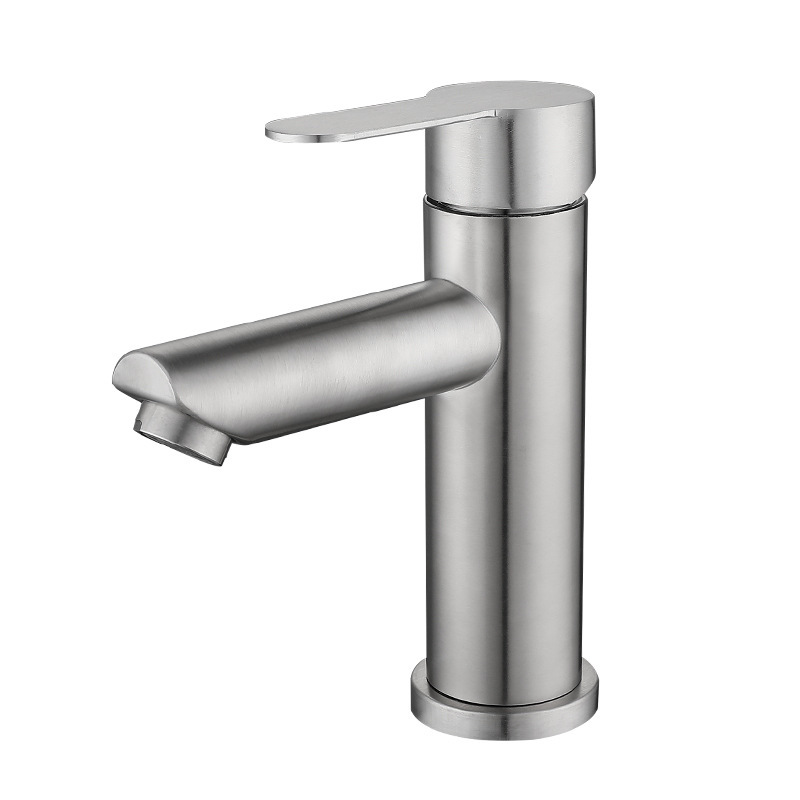 Brushed Stainless Steel Single Lever Basin Mixer Faucet