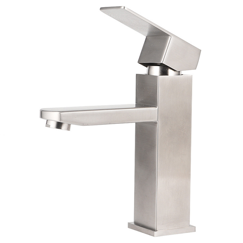 Matte Black Square Single Lever Basin Mixer Faucet
