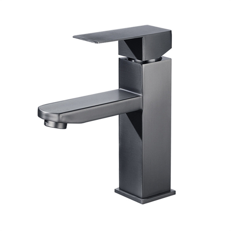 Matte Black Square Single Lever Basin Mixer Faucet
