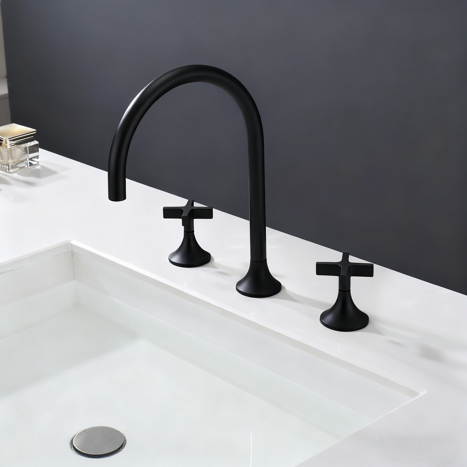 Polished Chrome Two Handle Widespread Basin Mixer Faucet