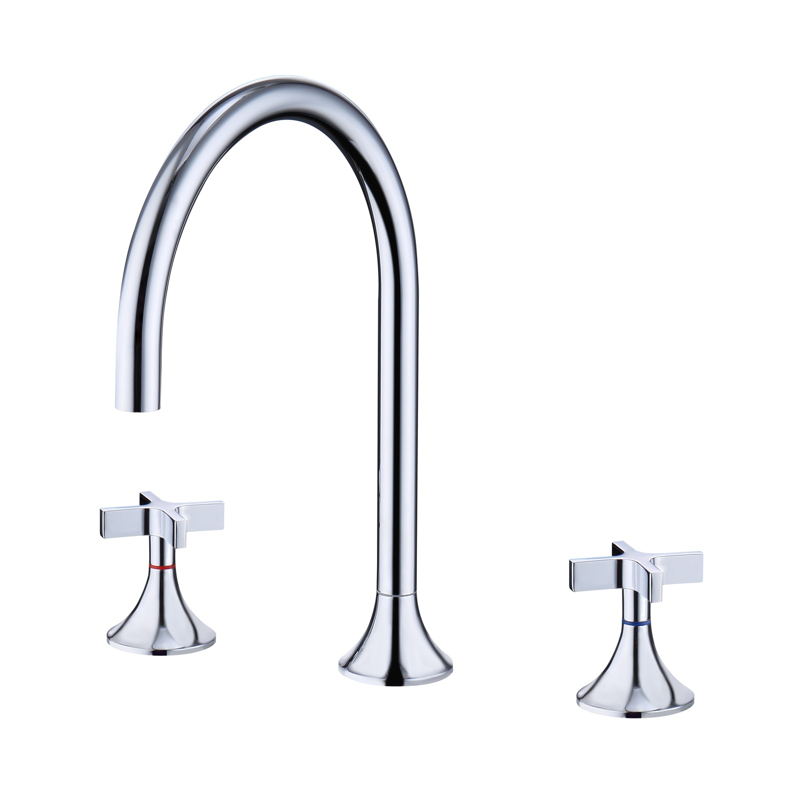 Polished Chrome Two Handle Widespread Basin Mixer Faucet