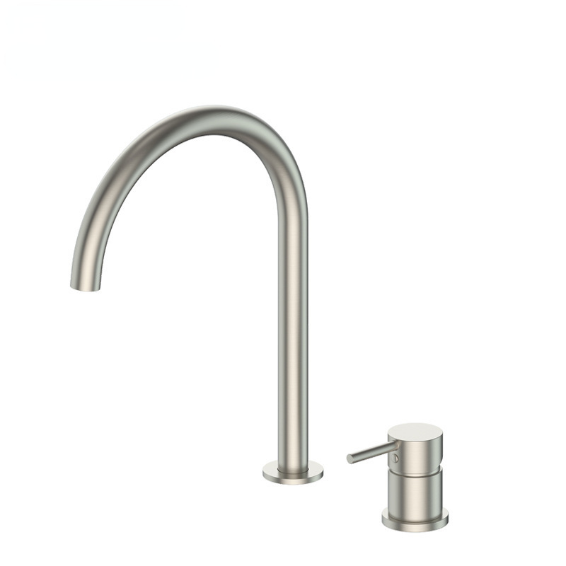 Brushed Gold Two Pieces Widespread Basin Mixer Faucet