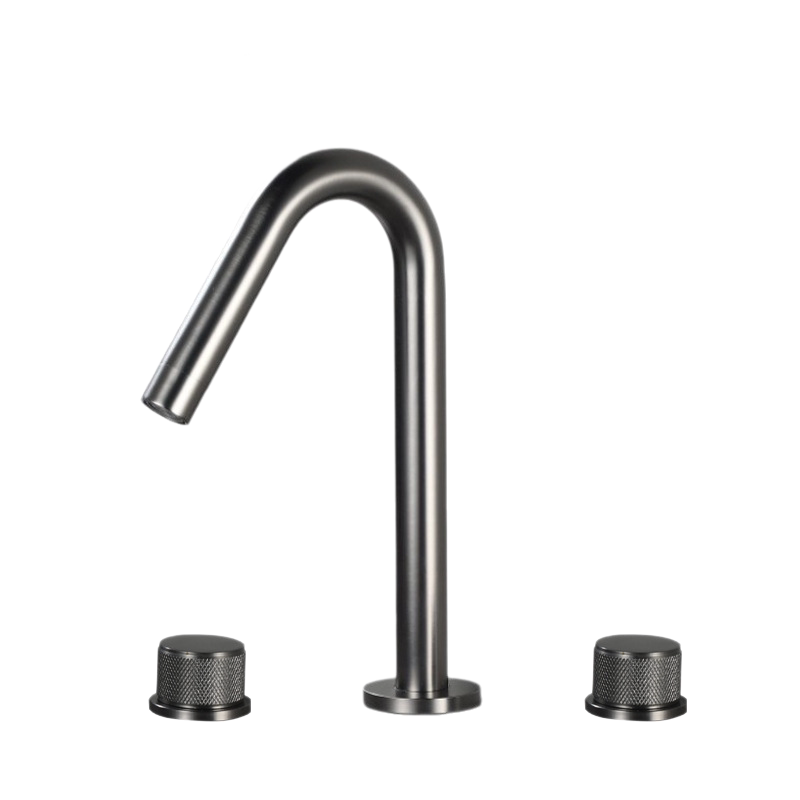 Brushed Gold 3 Hole Widespread Basin Mixer Faucet