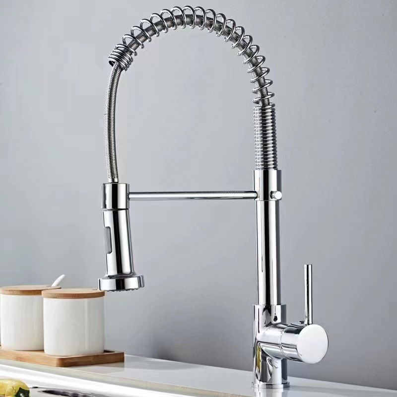 Oil Rubbed Black Spring Pull-Out Kitchen Faucet, Solid Brass