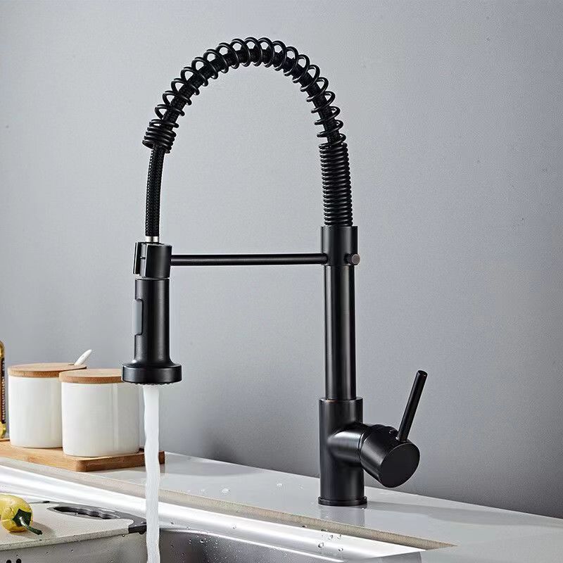 Oil Rubbed Black Spring Pull-Out Kitchen Faucet, Solid Brass