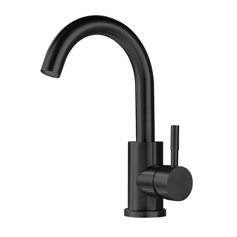 Brushed Gold Single Lever Kitchen Mixer Faucet, Solid Brass