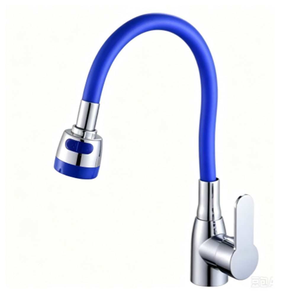 Chrome Single Lever Flexible White Silicone Spout Kitchen Mixer Faucet