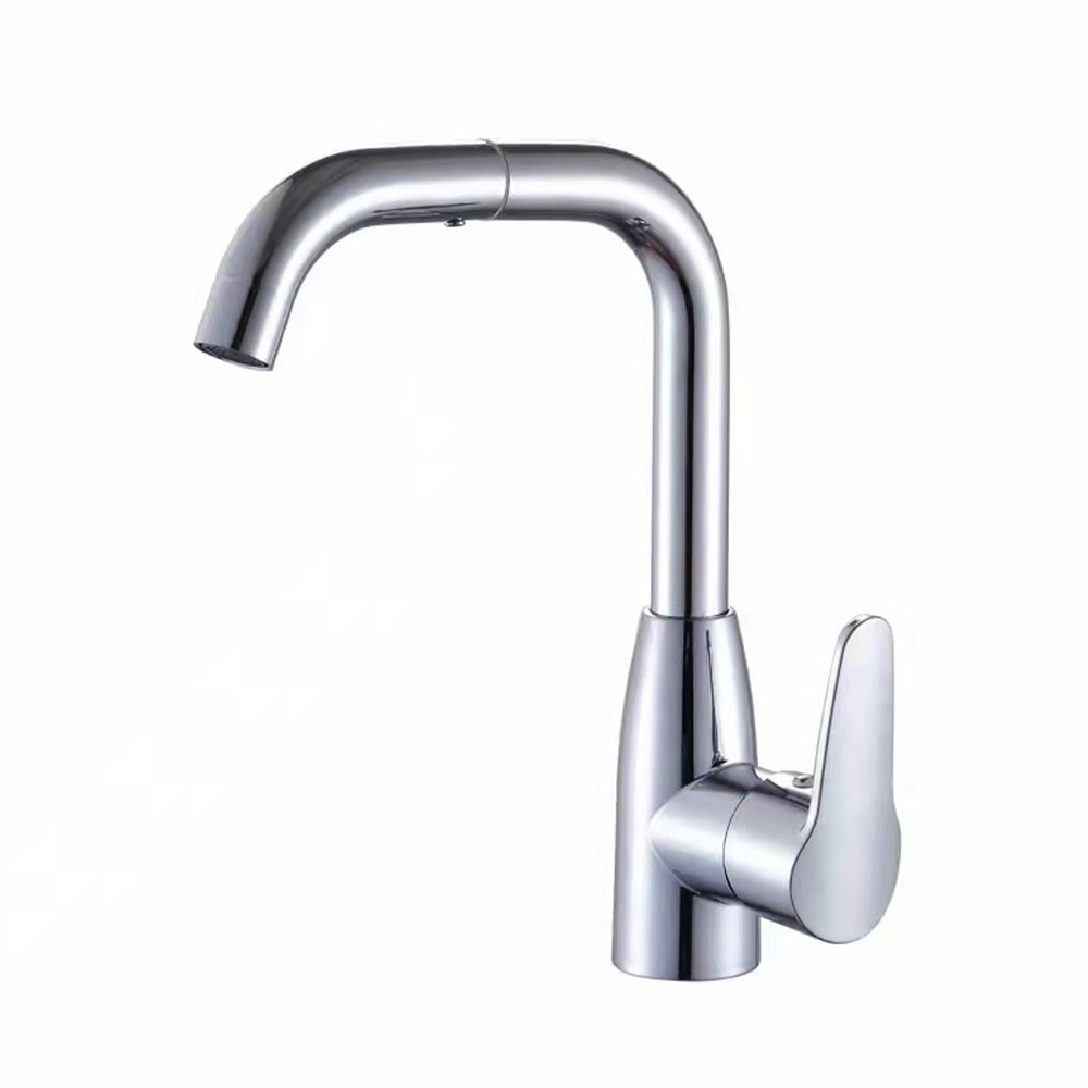 Chrome Single Lever Rotatable High Arc Kitchen Mixer Faucet, Solid Brass