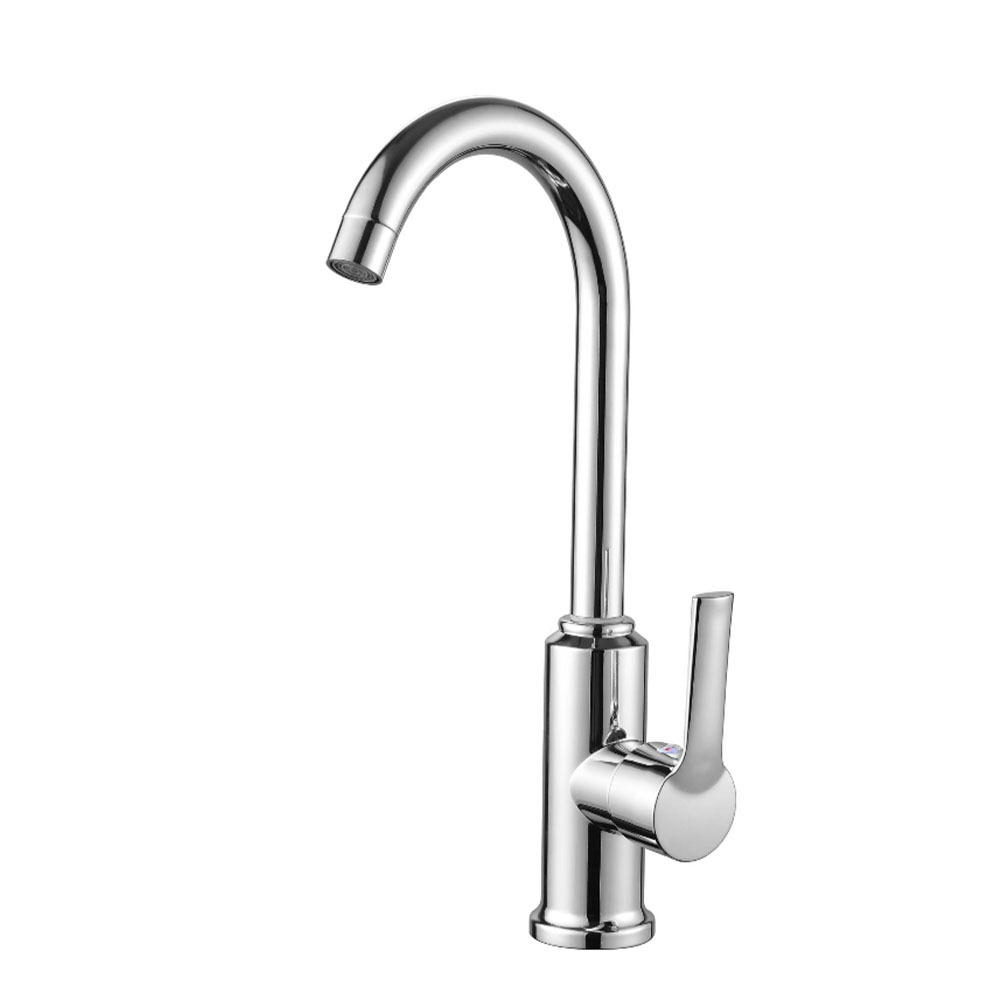 Chrome Single Lever High Arc Rotatable Kitchen Mixer Faucet, Solid Brass