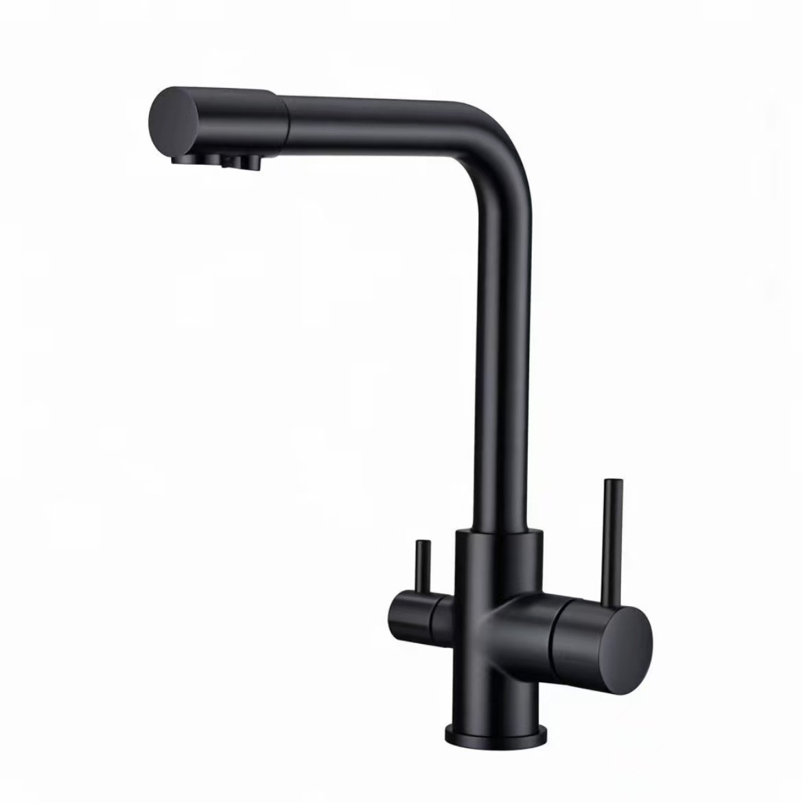 Chrome Two Handle Dual Water Kitchen Mixer Faucet, Solid Brass