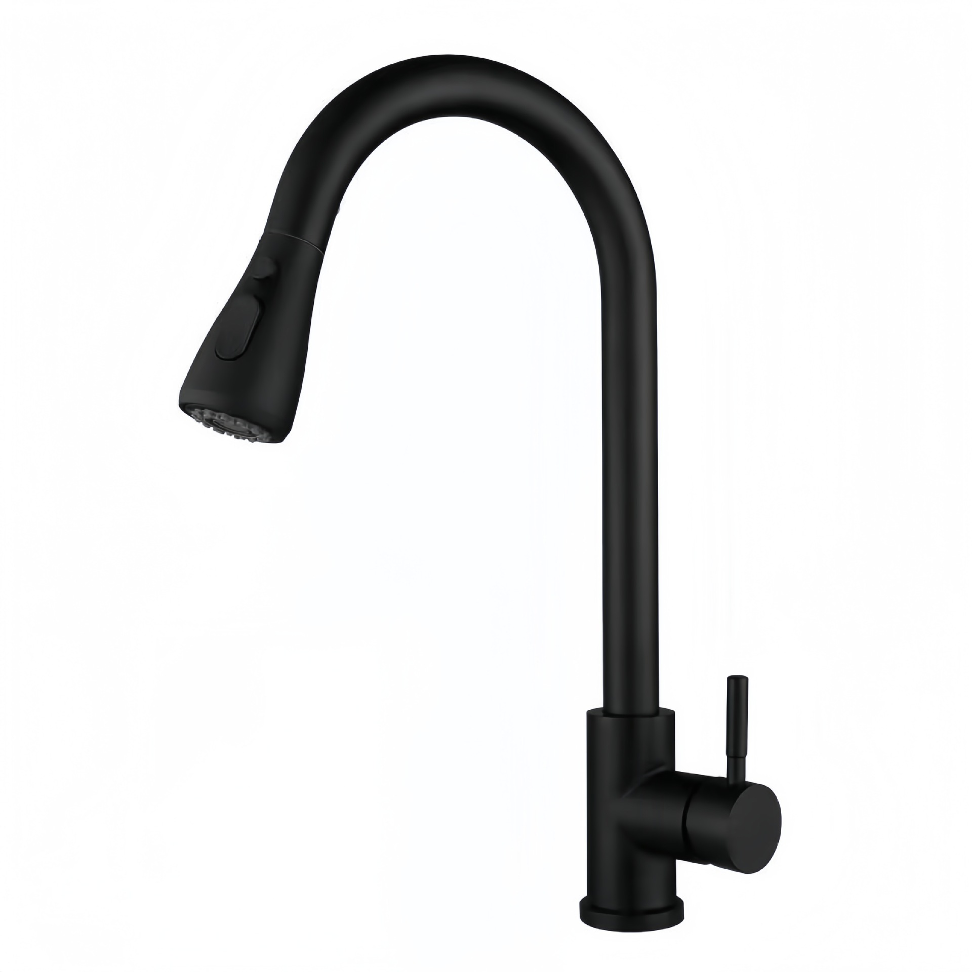 Matte Black Single Lever Pull Down Kitchen Mixer Faucet, Solid Brass