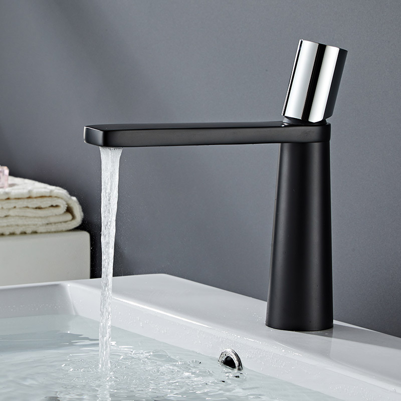 Gun Gray Single Lever Basin Faucet, Modern Wide Spout Bathroom Vanity Sink Tap