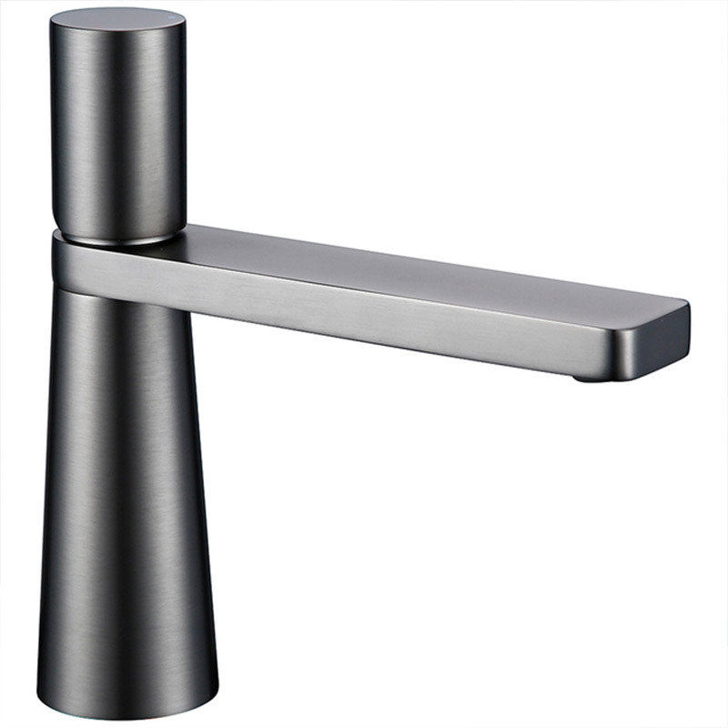 Gun Gray Single Lever Basin Faucet, Modern Wide Spout Bathroom Vanity Sink Tap