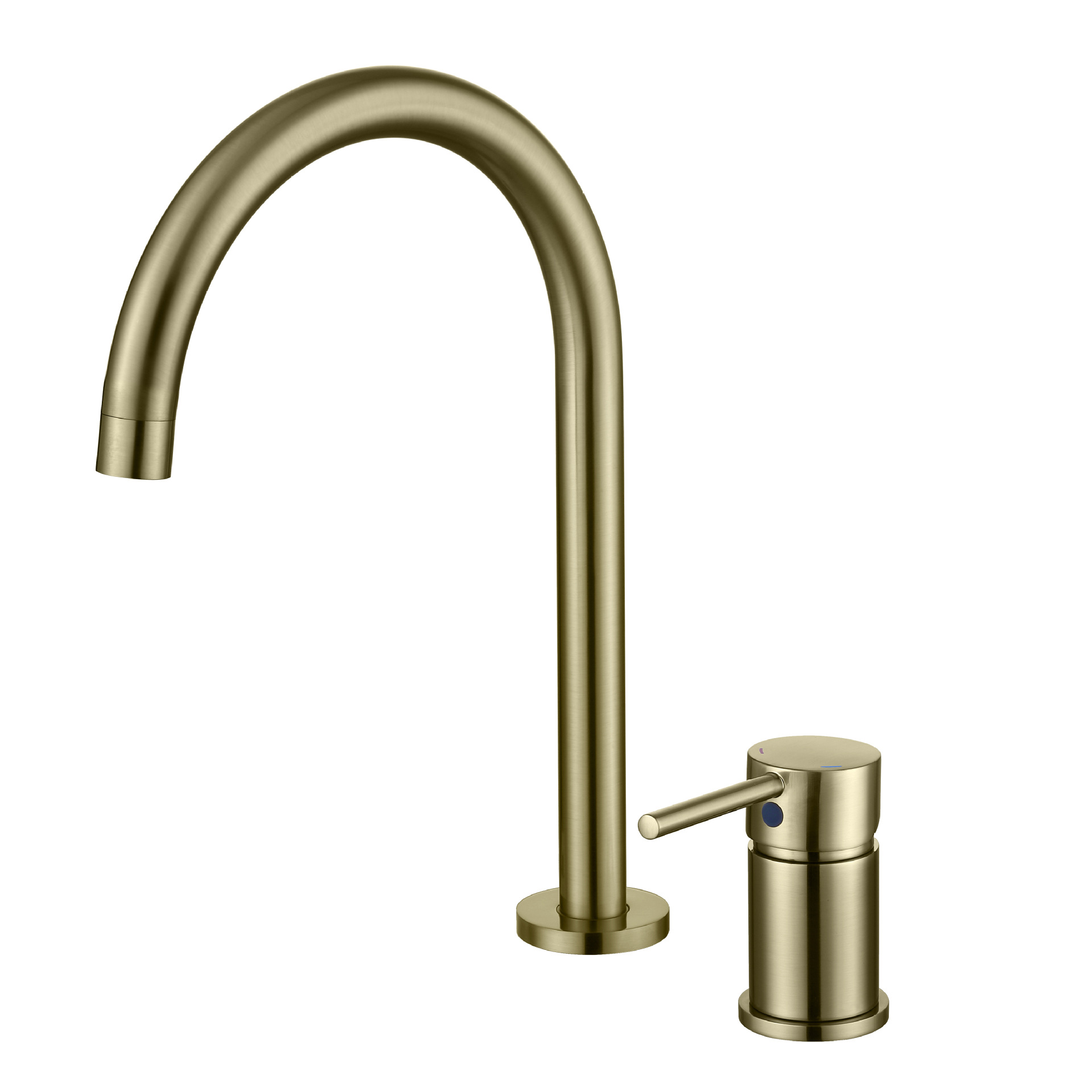 Brushed Gold 2 Hole Separate Handle Basin Faucet, Knurled Single Knob Bathroom Sink Tap