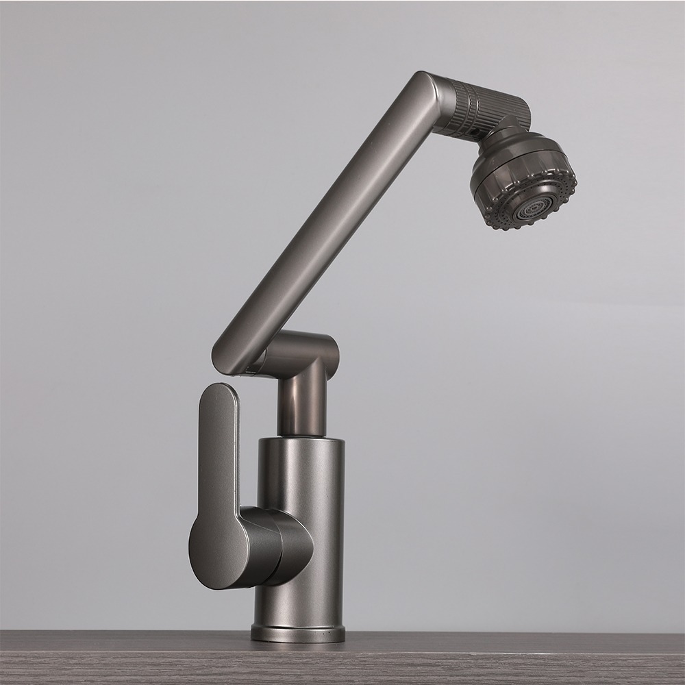 Gunmetal Grey Multi-joint Rotatable Swing Basin Faucet | NEFRIVO - NEFRIVO