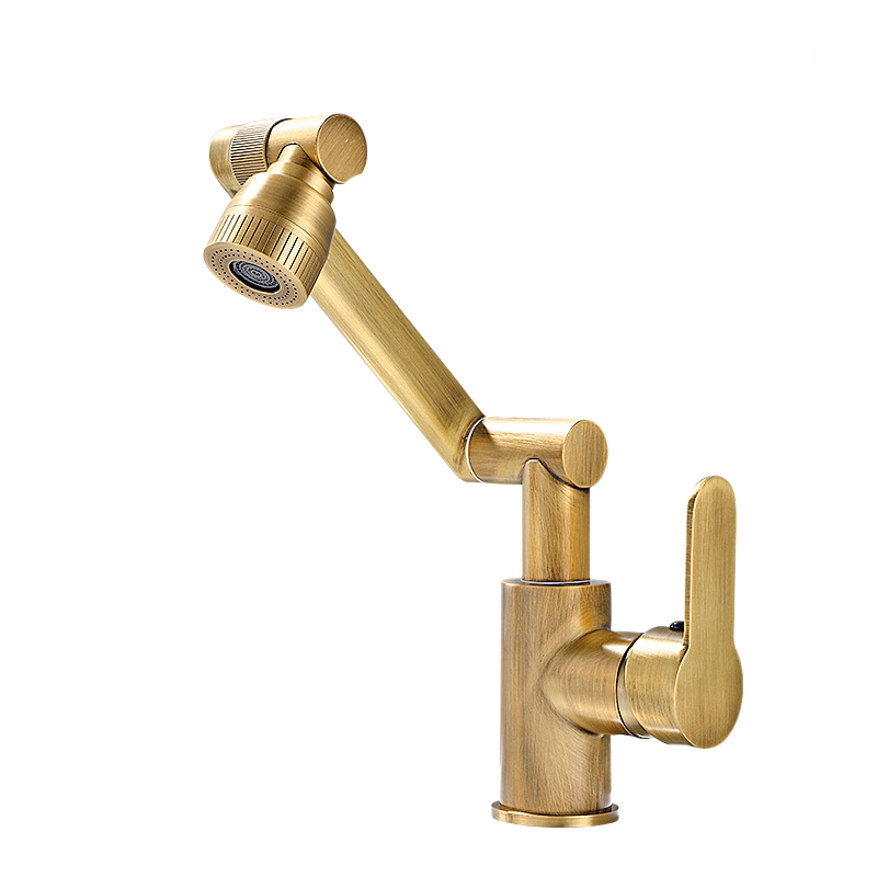 Matte Black Multi-joint Swing Basin Faucet, Multi-Angle Rotatable Bathroom Sink Tap