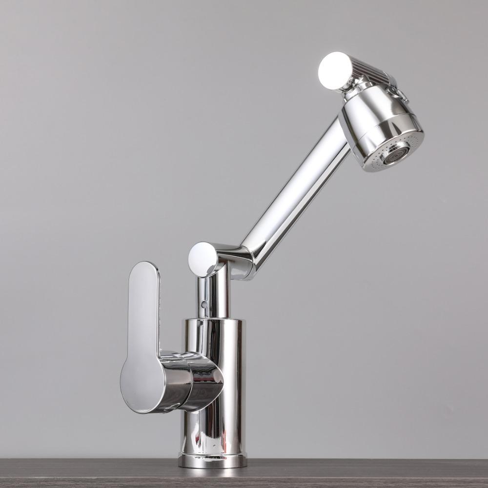 Matte Black Multi-joint Swing Basin Faucet, Multi-Angle Rotatable Bathroom Sink Tap