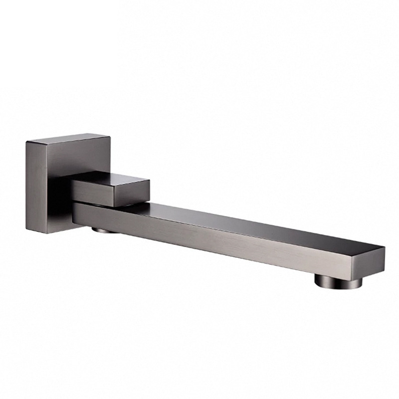 Brushed Gold Wall Mounted Square Bath Spout, Concealed Tub Water Outlet Tap