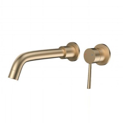 Brushed Gold Wall Mounted Basin Faucet, Single Lever Concealed Bathroom Sink Tap