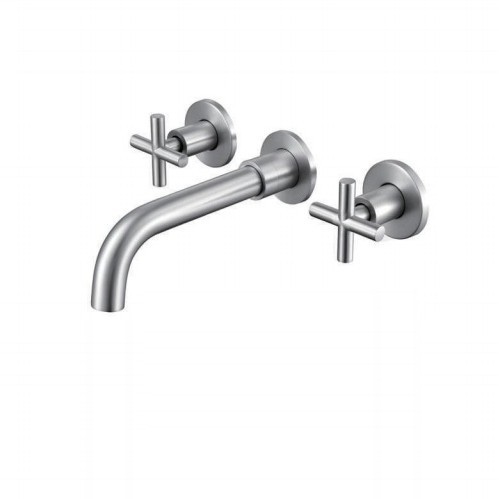 Brushed Gold Wall Mounted Basin Faucet, Single Lever Concealed Bathroom Sink Tap