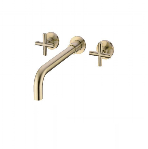 Brushed Gold Wall Mounted Basin Faucet, Single Lever Concealed Bathroom Sink Tap