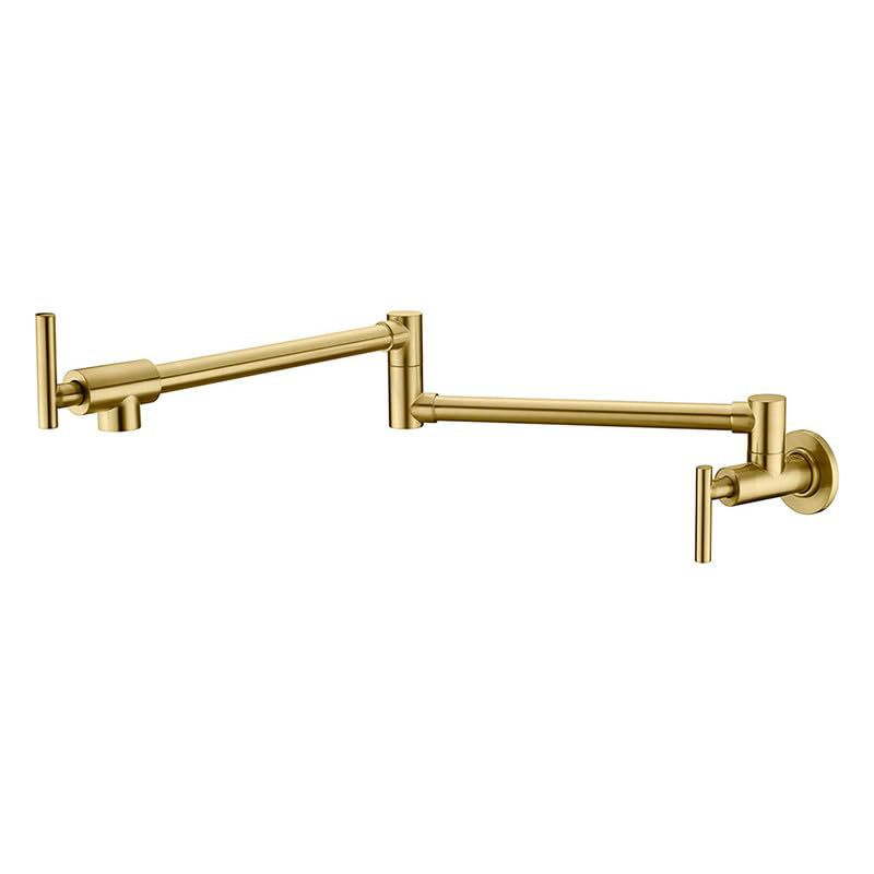 Polished Chrome Wall Mount Pot Filler Faucet, Double Cross Handle Swing Foldable Kitchen Tap