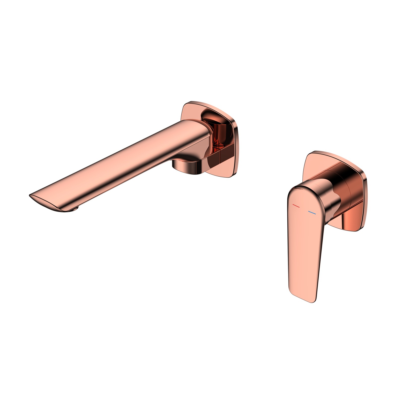 Rose Gold Wall Mounted Basin Faucet, Single Lever Concealed Bathroom Sink Tap