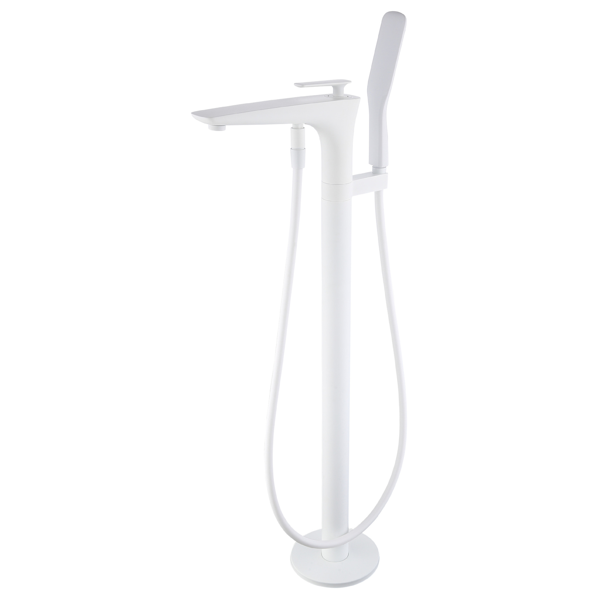 Brushed Gold Freestanding Bathtub Faucet, Floor Mount Tub Tap with Handheld Shower