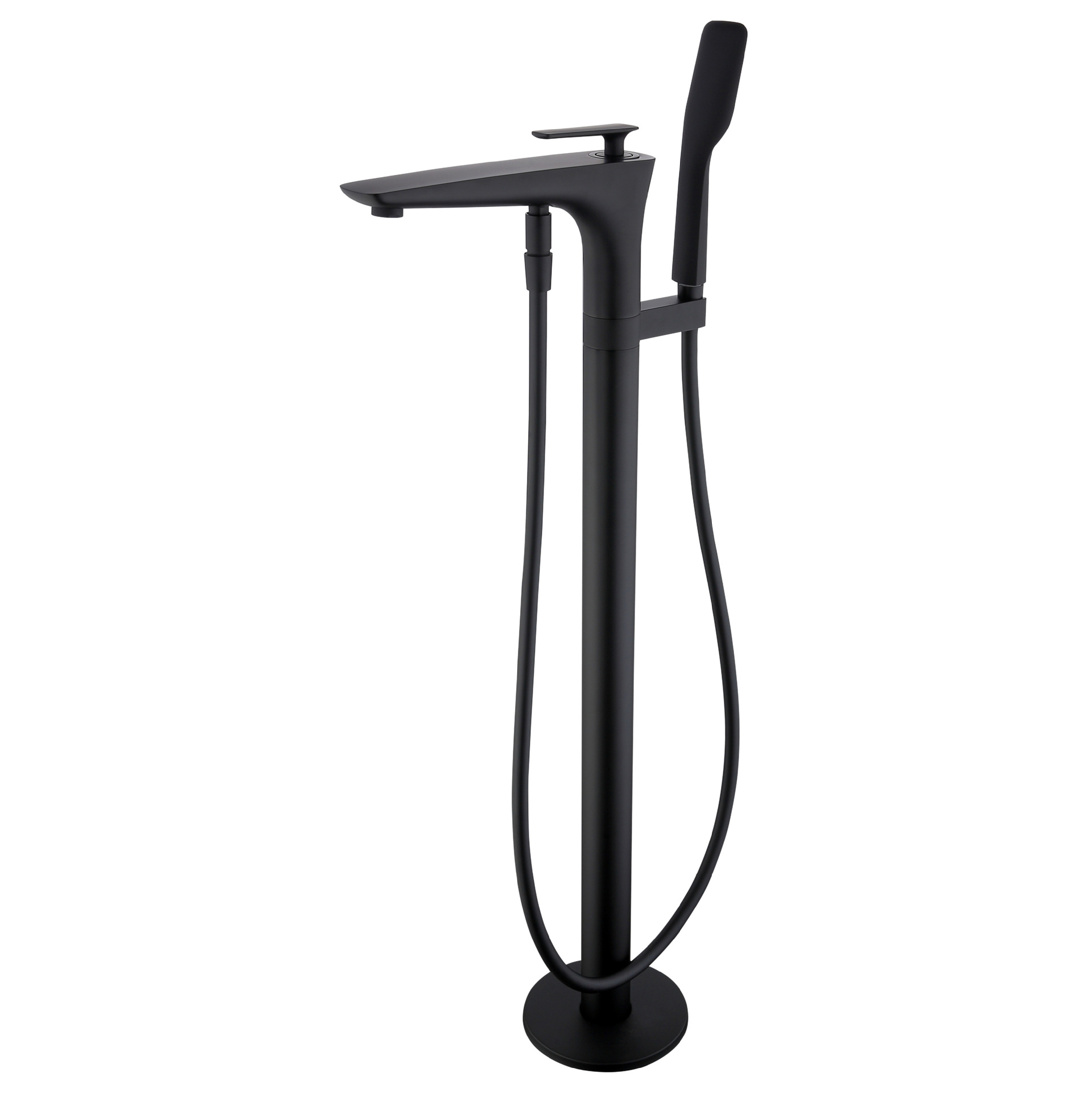 Brushed Gold Freestanding Bathtub Faucet, Floor Mount Tub Tap with Handheld Shower