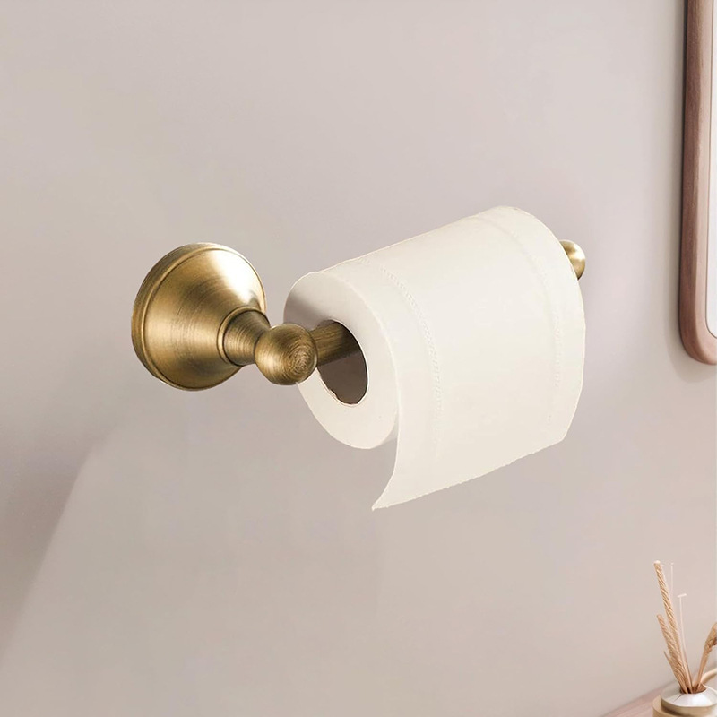 Antique Brass 2-Piece Bathroom Hardware Set, Wall Mount Towel Ring & Toilet Paper Holder Kit
