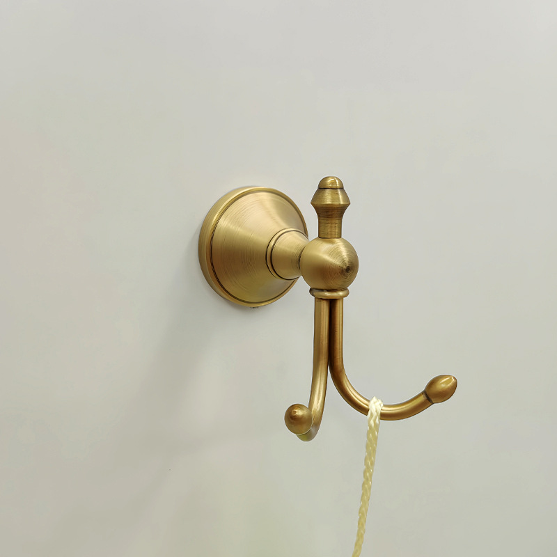 Antique Brass Wall Mount Towel Rack, Vintage Double Layer Bathroom Towel Shelf
