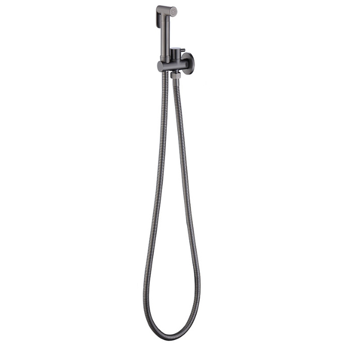 Matte Black Bidet Sprayer Set, Wall Mount Handheld Toilet Sprayer with Angle Valve & Metal Braided Hose