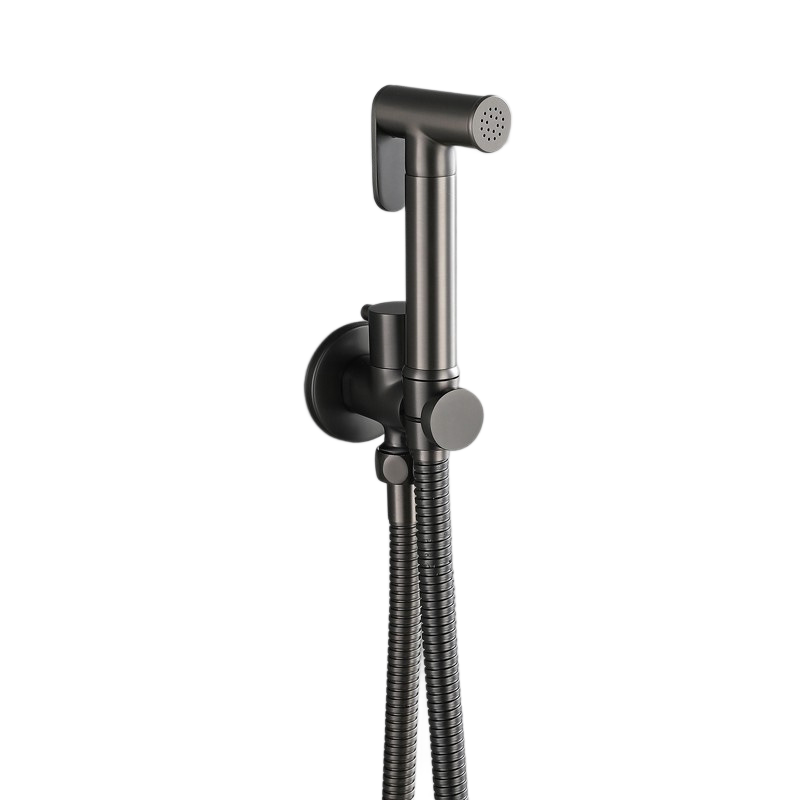 Brushed Gold Wall Mount Bidet Sprayer Set, Handheld Toilet Spray Kit with Angle Valve & Metal Braided Hose