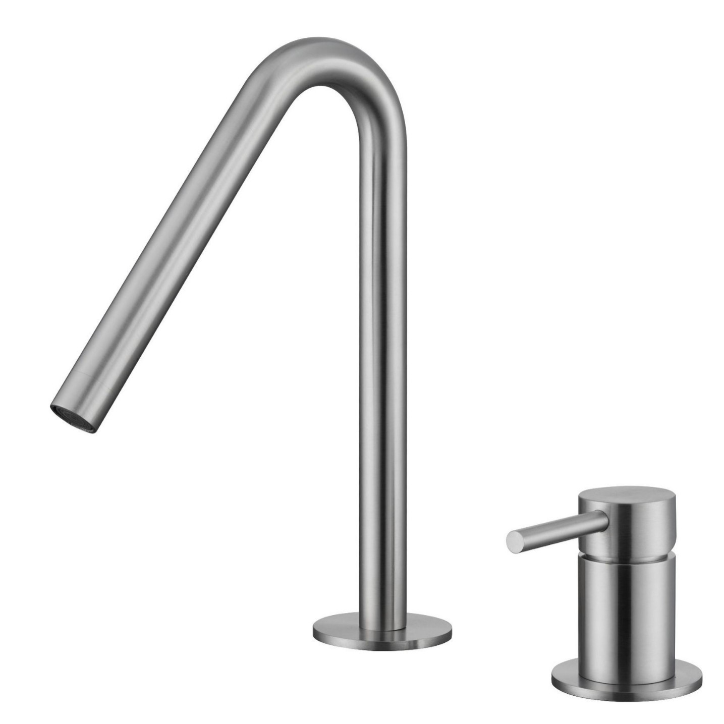 Brushed Gold Two Piece Basin Faucet, Separate Handle Deck Mounted Solid Brass Bathroom Sink Tap
