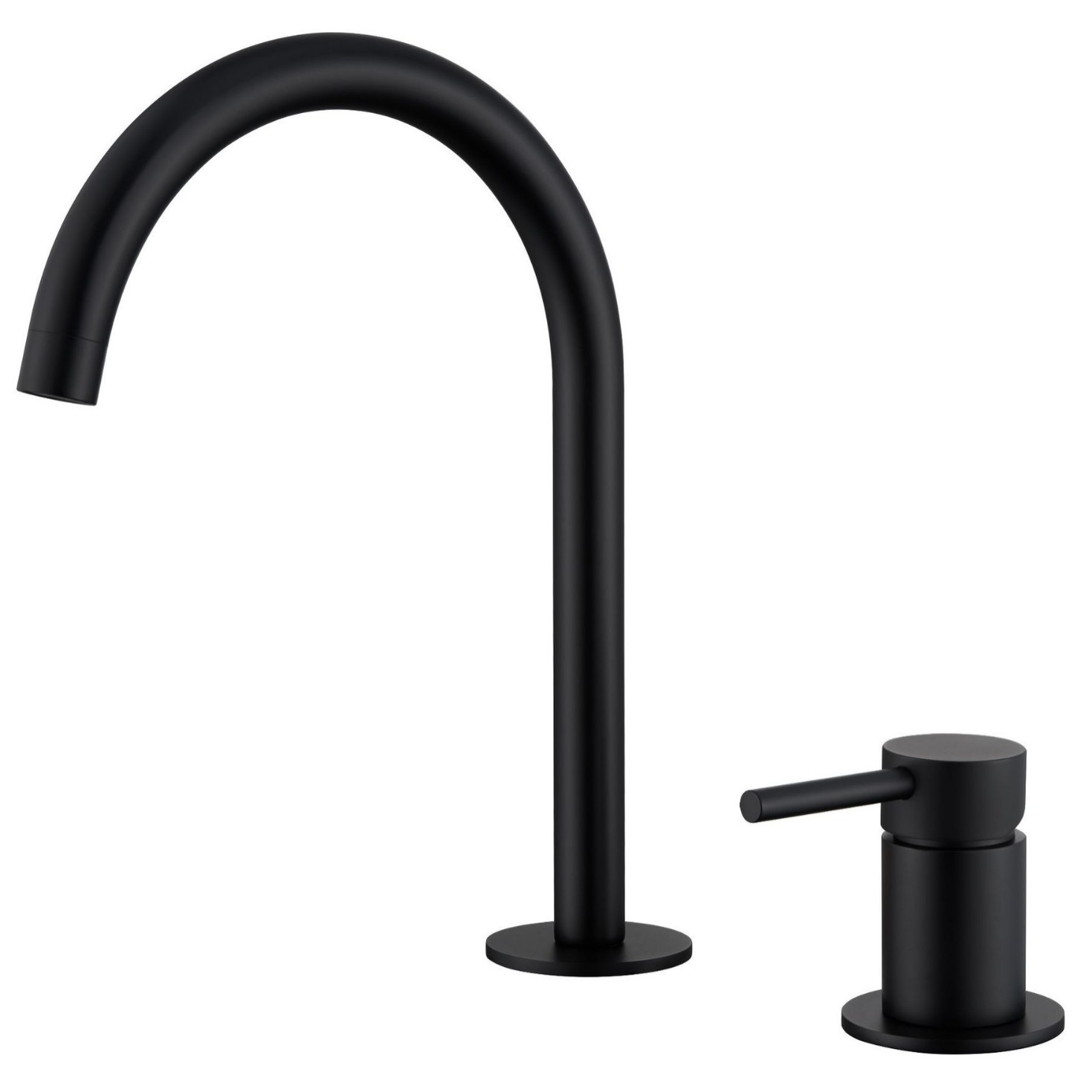 Brushed Nickel Two Piece Basin Faucet, Separate Handle Deck Mounted Solid Brass Bathroom Sink Tap