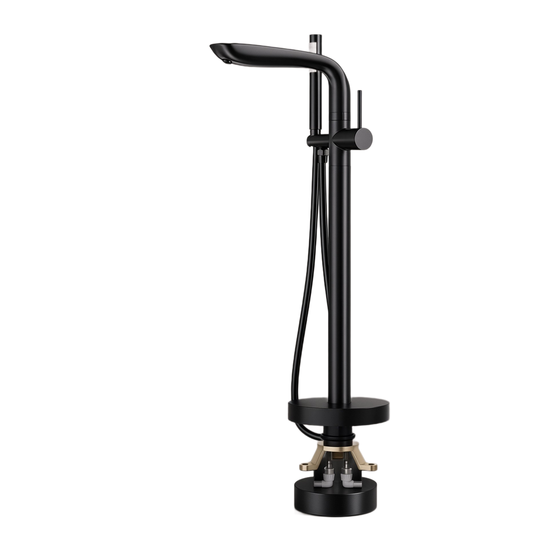 Gunmetal Grey Freestanding Bathtub Faucet, Floor Mount Tub Tap with Handheld Shower